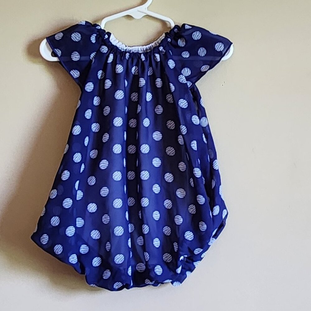 Baby Essentials - Baby Girl Poka Dot Bubble Romper. Size 9 Months